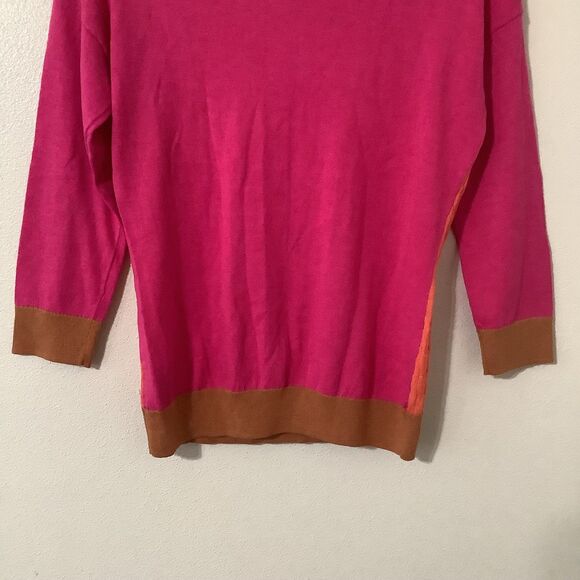 Colorful Colorblock Preppy Academic Knit Autumn Fall Casual 3/4 Sleeve Sweater S - Picture 7 of 9